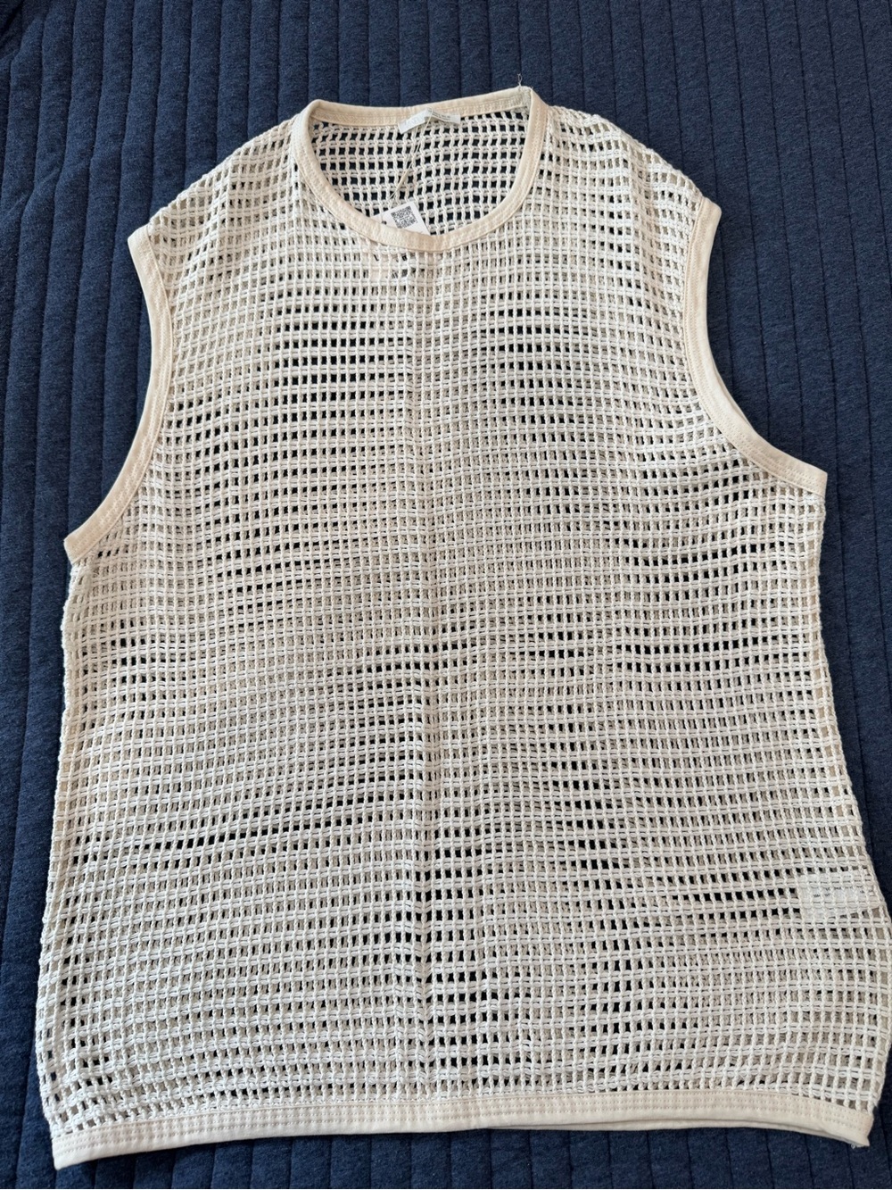 Zara Cream Open-Knit Sleeveless Tank